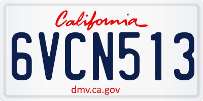 CA license plate 6VCN513