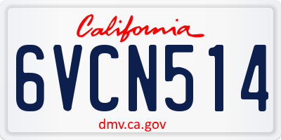 CA license plate 6VCN514