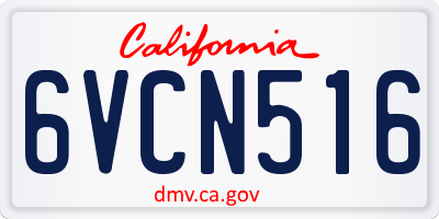 CA license plate 6VCN516