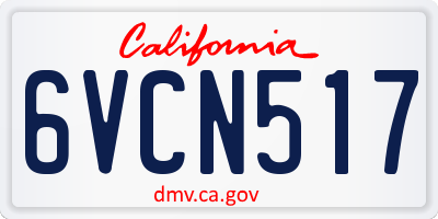 CA license plate 6VCN517