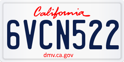 CA license plate 6VCN522