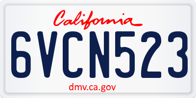 CA license plate 6VCN523