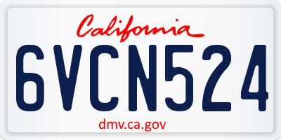 CA license plate 6VCN524