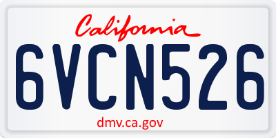 CA license plate 6VCN526