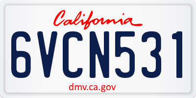 CA license plate 6VCN531