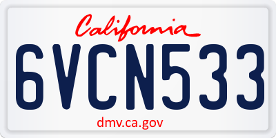 CA license plate 6VCN533