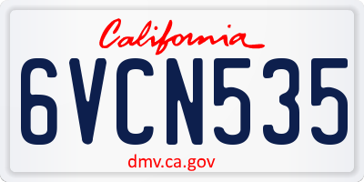 CA license plate 6VCN535