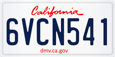 CA license plate 6VCN541