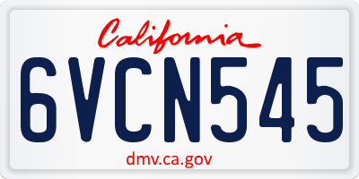 CA license plate 6VCN545
