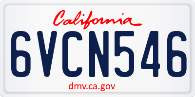 CA license plate 6VCN546