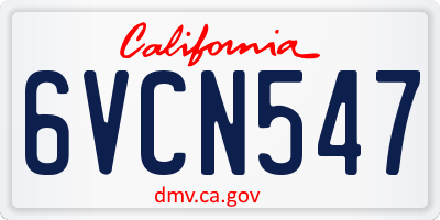 CA license plate 6VCN547