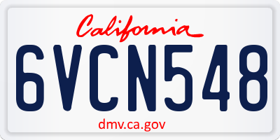 CA license plate 6VCN548