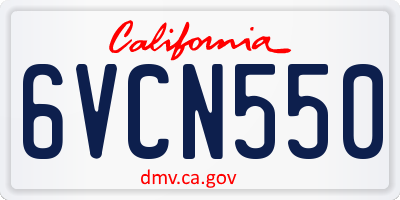 CA license plate 6VCN550