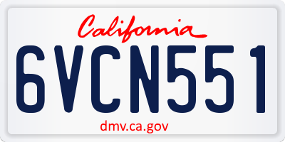 CA license plate 6VCN551