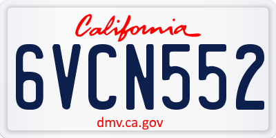 CA license plate 6VCN552
