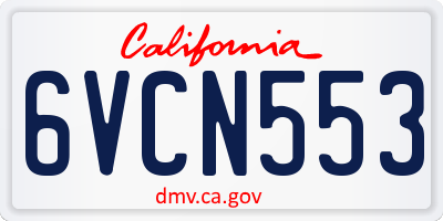 CA license plate 6VCN553