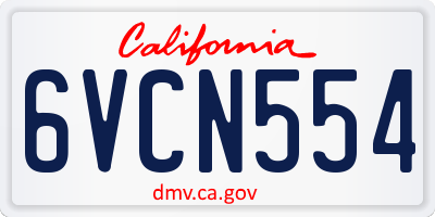 CA license plate 6VCN554
