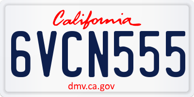 CA license plate 6VCN555