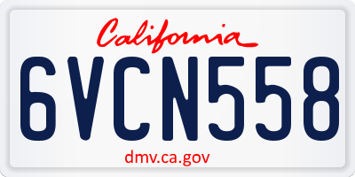 CA license plate 6VCN558