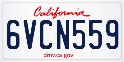 CA license plate 6VCN559