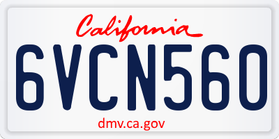 CA license plate 6VCN560