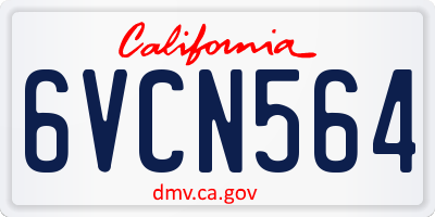 CA license plate 6VCN564