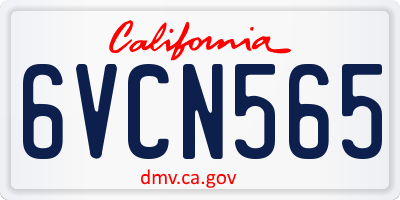 CA license plate 6VCN565