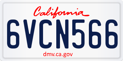CA license plate 6VCN566