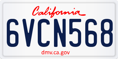 CA license plate 6VCN568
