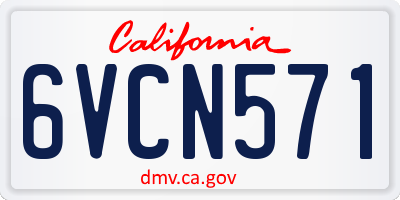 CA license plate 6VCN571