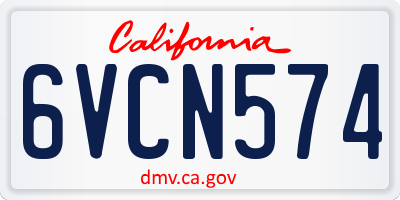 CA license plate 6VCN574