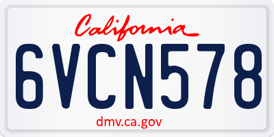 CA license plate 6VCN578