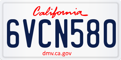 CA license plate 6VCN580