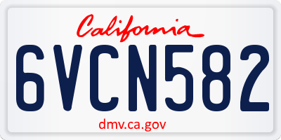 CA license plate 6VCN582