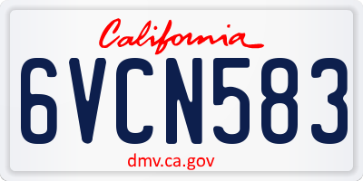 CA license plate 6VCN583