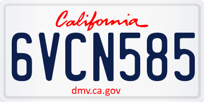 CA license plate 6VCN585