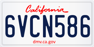 CA license plate 6VCN586