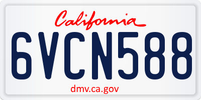CA license plate 6VCN588