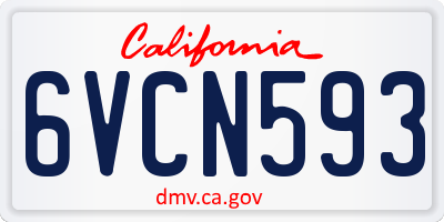 CA license plate 6VCN593
