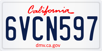 CA license plate 6VCN597