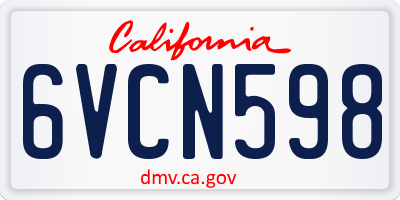 CA license plate 6VCN598