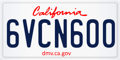 CA license plate 6VCN600