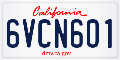 CA license plate 6VCN601