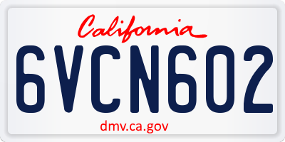 CA license plate 6VCN602