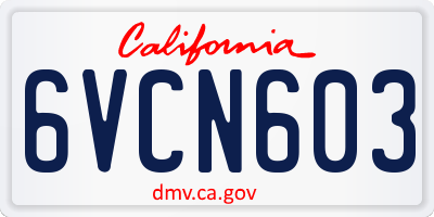 CA license plate 6VCN603