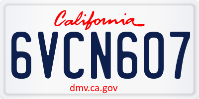 CA license plate 6VCN607