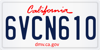 CA license plate 6VCN610