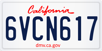 CA license plate 6VCN617