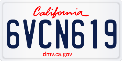 CA license plate 6VCN619