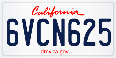 CA license plate 6VCN625